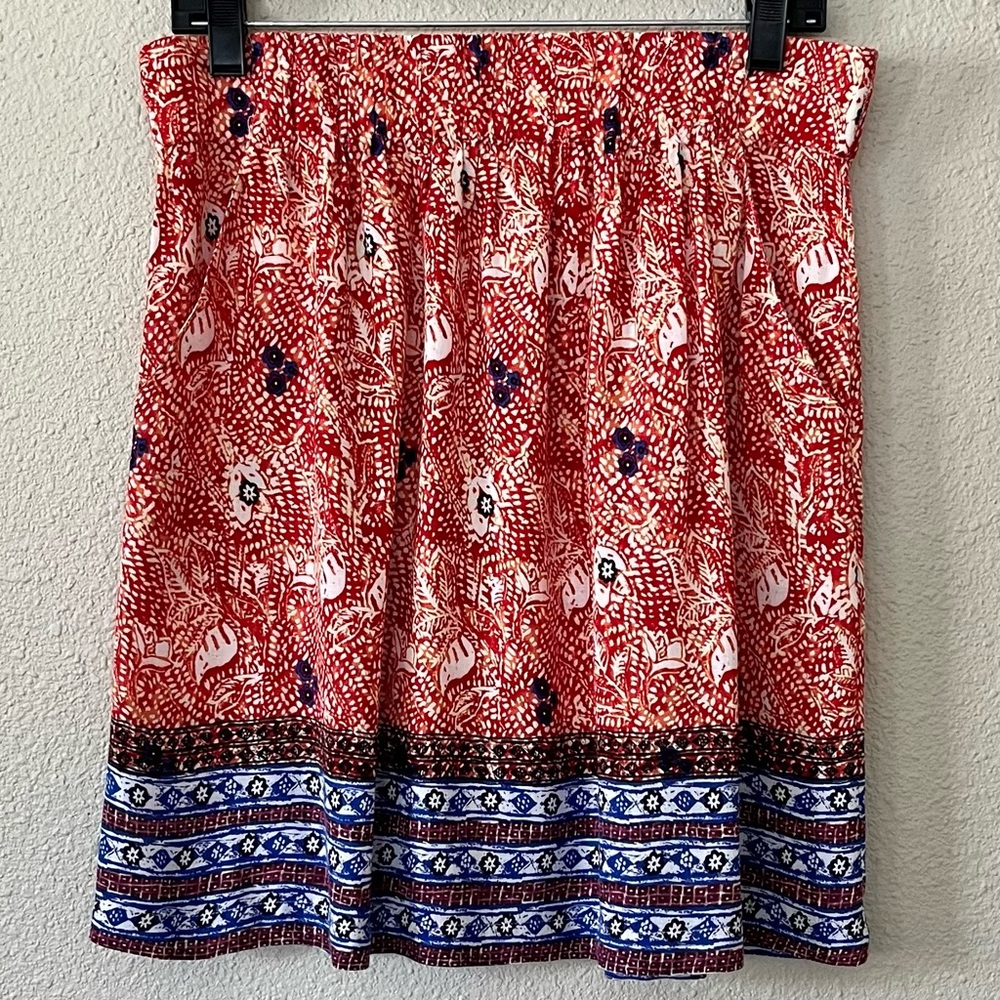 CAbi Skater Mini Skirt in Red and Blue